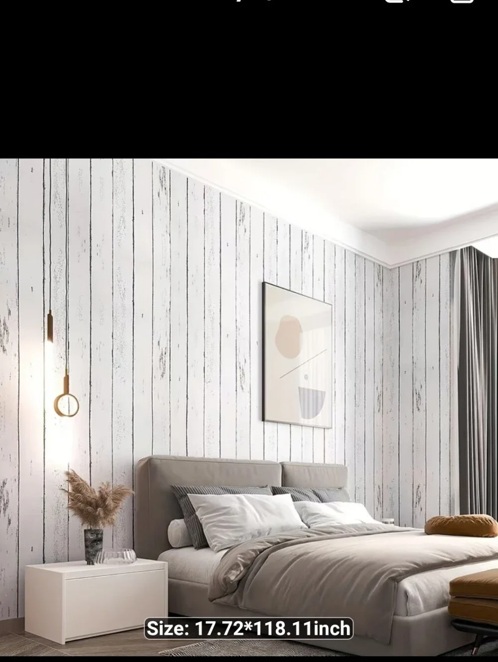 New Roll of White Rustic Plank Look Wallpaper #1582-461